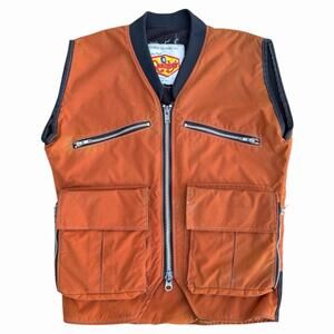 VTG 90s Quimby’s Hunting Vest Orange Zip Insulated USA Made Colorado Workwear L